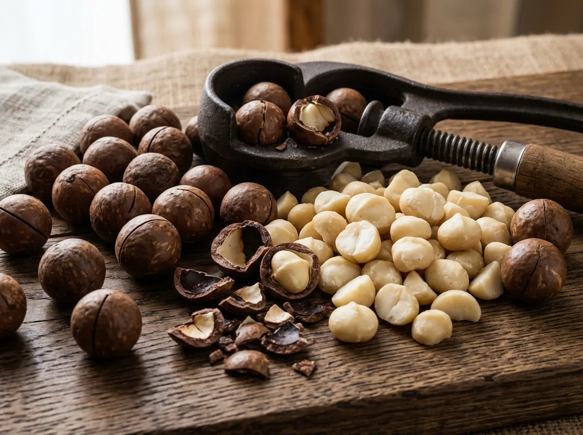 Whole in-shell macadamia nuts and shelled kernels