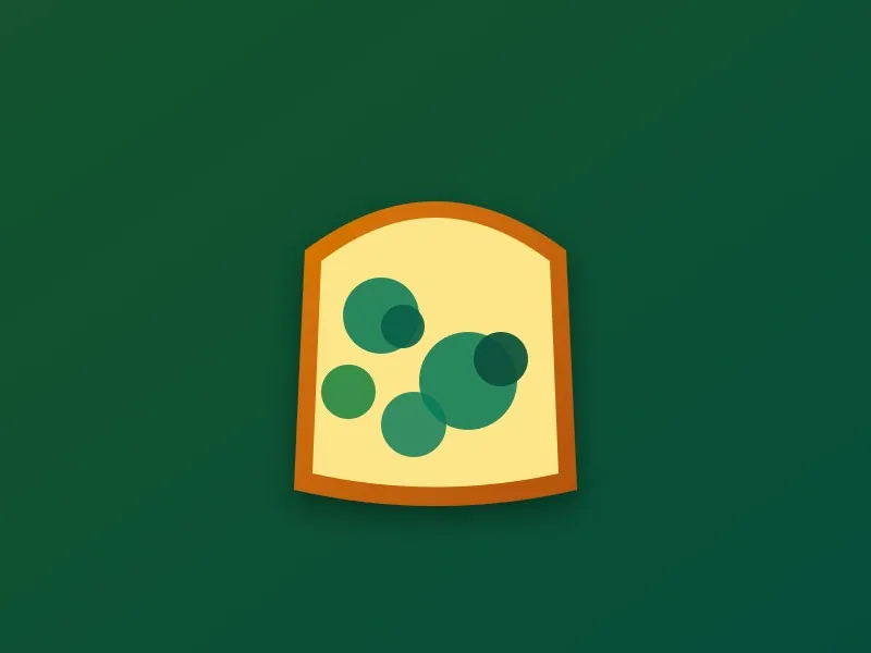Moldy bread slice with green Penicillium mold spots